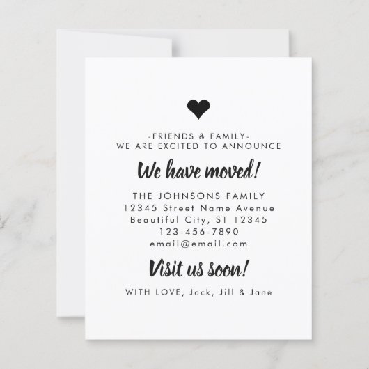 引っ越しましたの新しいアドレス写真の移動告知 (裏面)