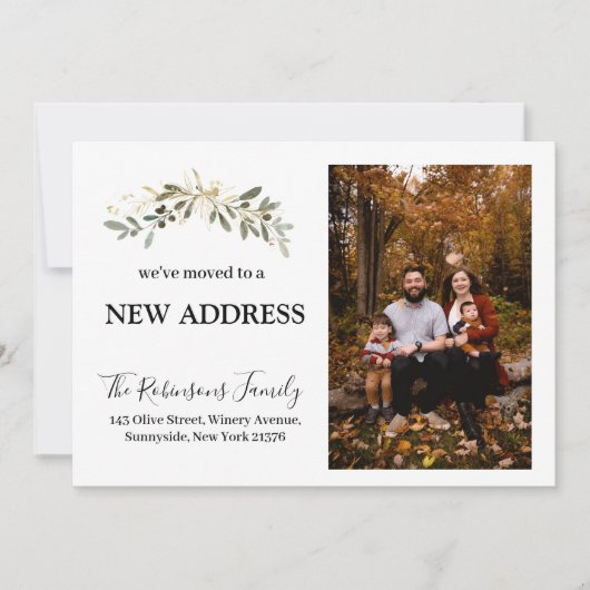 引っ越しましたの新しいアドレス写真の観葉のミニマリスト 案内状 (正面)