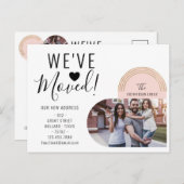 引っ越しましたの新しいアドレス写真ハート移動 案内ポストカード (正面/裏面)