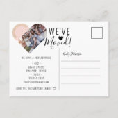 引っ越しましたの新しいアドレス写真ハート移動 案内ポストカード (裏面)