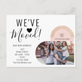 引っ越しましたの新しいアドレス写真ハート移動 案内ポストカード (正面)