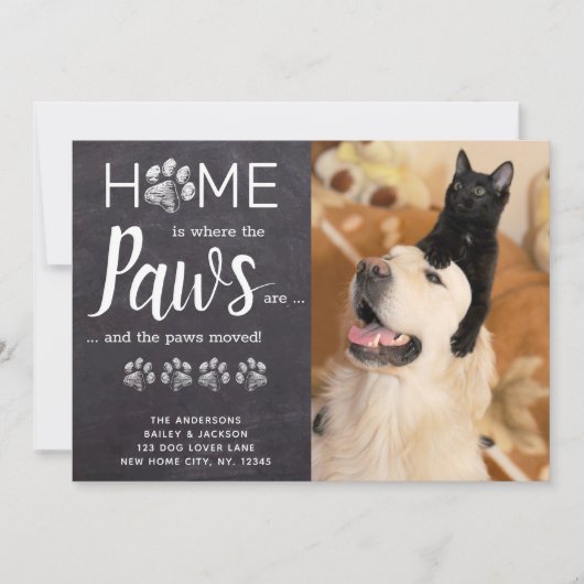 引っ越しましたの新しいアドレス猫の犬ペットの写真の移動 案内状 (正面)