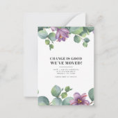 引っ越しましたの新しいアドレスEucalyptus Greenery Moving ノートカード (正面)