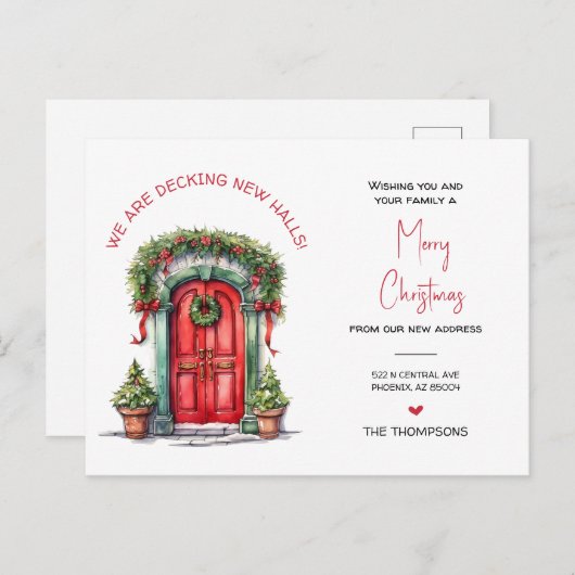 引っ越しましたの新しいホームクリスマスの動きの発表 シーズンポストカード (正面/裏面)