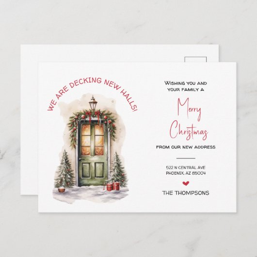 引っ越しましたの新しいホームクリスマスの動きの発表 シーズンポストカード (正面/裏面)