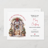 引っ越しましたの新しいホームクリスマスの動きの発表 シーズンポストカード (正面/裏面)