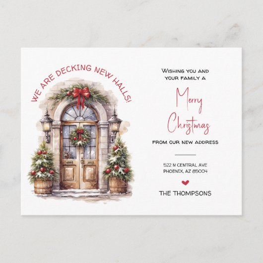 引っ越しましたの新しいホームクリスマスの動きの発表 シーズンポストカード (正面)