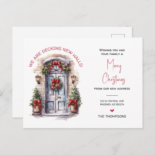 引っ越しましたの新しいホームクリスマスの動きの発表 シーズンポストカード (正面/裏面)