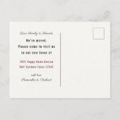 引っ越しましたの新しいホームピンクの水色フローラの移動 案内ポストカード (裏面)