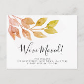 引っ越しましたの新しいホーム素朴リーフ 案内ポストカード (正面)