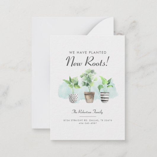 引っ越しましたの新しいルーツの動きに関する発表 ノートカード (正面)