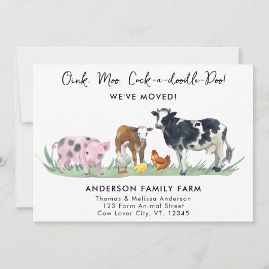 引っ越しましたの新しい住所かわいい動物の移動 案内状 (正面)