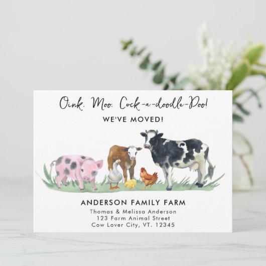 引っ越しましたの新しい住所かわいい動物の移動 案内状 (スタンド正面)