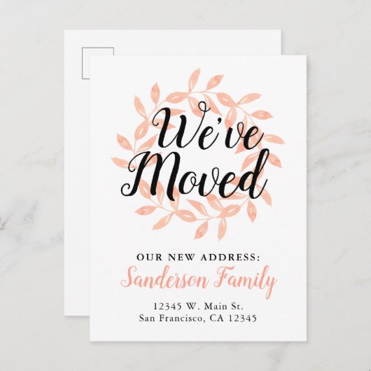 引っ越しましたの新しい住所の変更水色 案内ポストカード (正面/裏面)