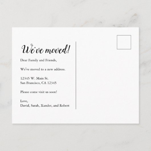 引っ越しましたの新しい住所の変更水色 案内ポストカード (裏面)