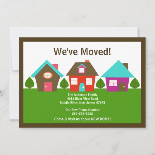 引っ越しましたの新しい住所の移動のお知らせ 招待状 (正面)