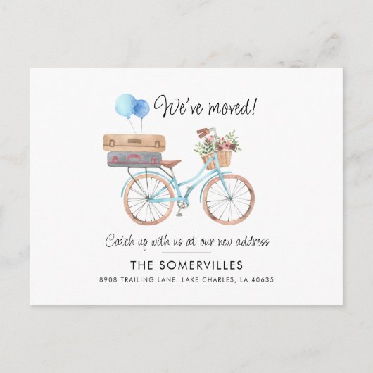 引っ越しましたの新しい住所Bohoの移動発表 ポストカード (正面)