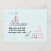 引っ越しましたの新しい自宅の住所の帆ボート 案内ポストカード (正面)