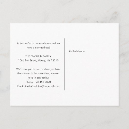 引っ越しましたの新しい自宅住所の変更 案内ポストカード (裏面)
