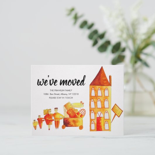 引っ越しましたの新しい自宅住所の変更 案内ポストカード (スタンド正面)