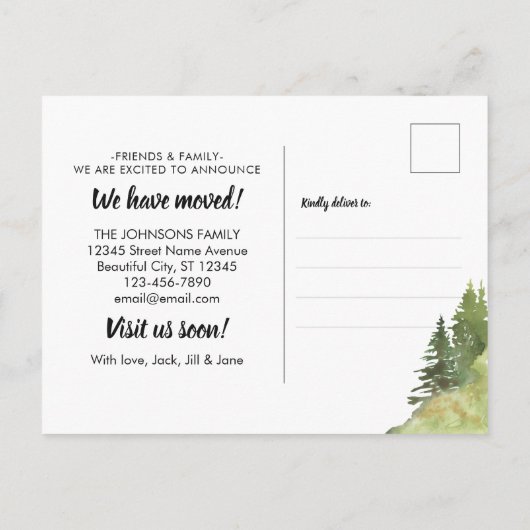 引っ越しましたの新しい首の写真の移動 案内ポストカード (裏面)