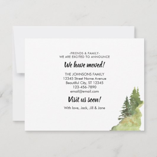 引っ越しましたの新しい首の写真の移動 案内状 (裏面)