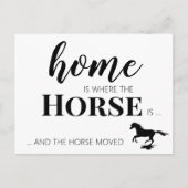 引っ越しましたの新住所の馬の移動の発表 ポストカード (正面)