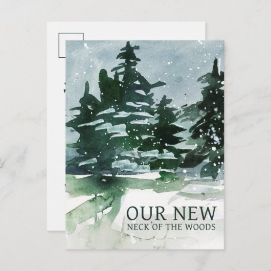 引っ越しましたの森の水彩 案内ポストカード (正面/裏面)