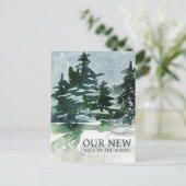 引っ越しましたの森の水彩 案内ポストカード (スタンド正面)