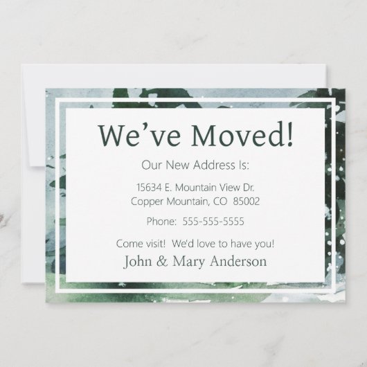 引っ越しましたの森の水彩 案内状 (裏面)