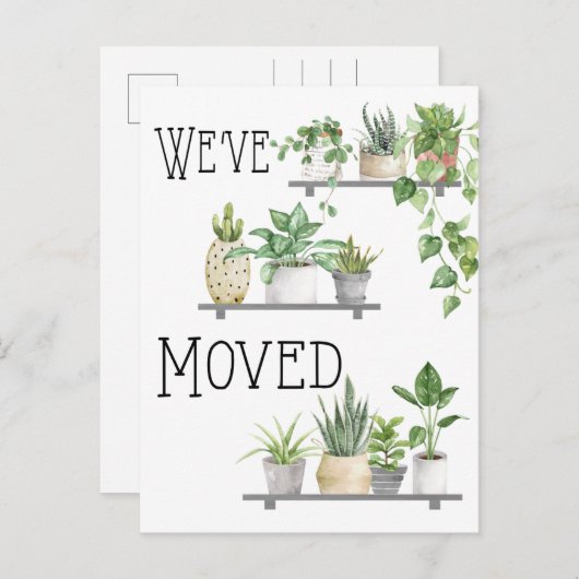 引っ越しましたの植物の移動発表の郵便はがき 案内ポストカード (正面/裏面)