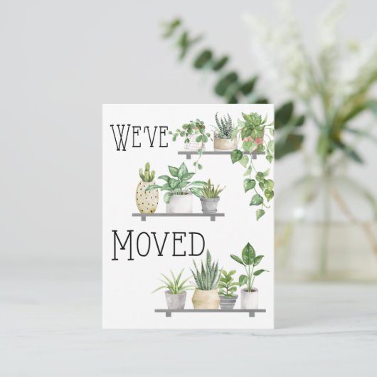 引っ越しましたの植物の移動発表の郵便はがき 案内ポストカード (スタンド正面)