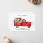 引っ越しましたの水彩変化のお知らせ ノートカード (正面/裏面インサイチュ)