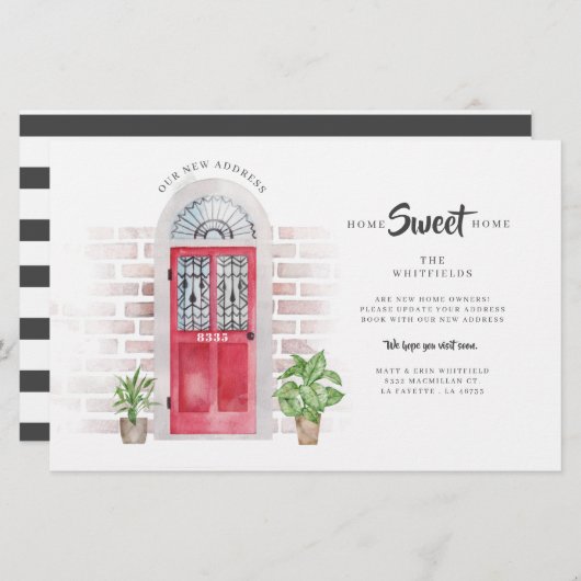 引っ越しましたの水彩変化のお知らせ 便箋 (正面/裏面)