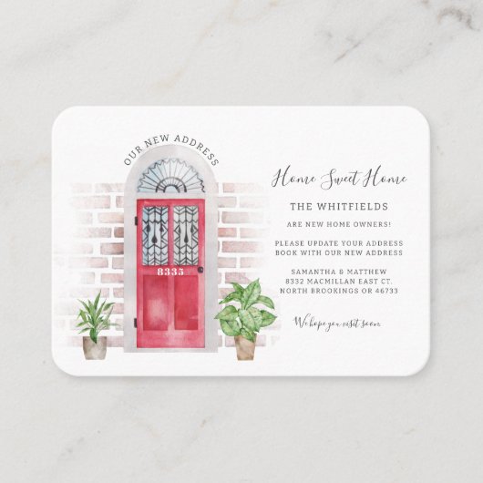 引っ越しましたの水彩変化のお知らせ 名刺 (正面)