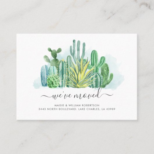 引っ越しましたの水彩変化のお知らせ 名刺 (正面)