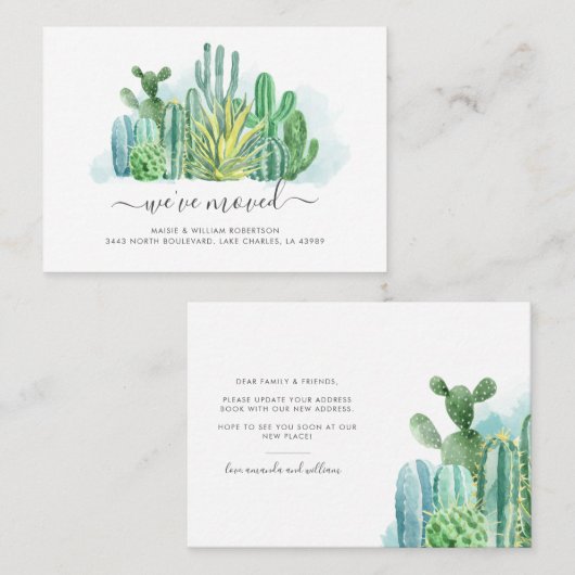 引っ越しましたの水彩変化のお知らせ 名刺 (正面/裏面)