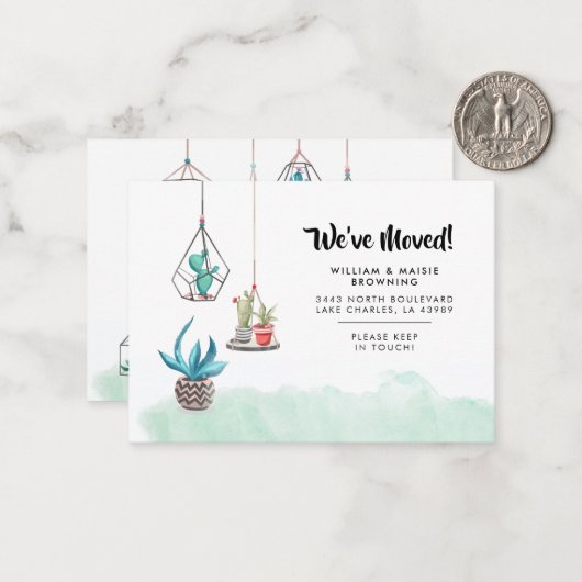 引っ越しましたの水彩工場の移動発表 ノートカード (正面/裏面インサイチュ)