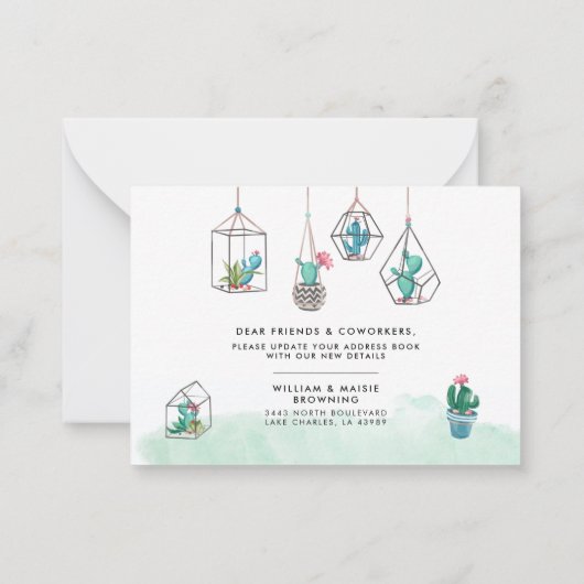 引っ越しましたの水彩工場の移動発表 ノートカード (裏面)