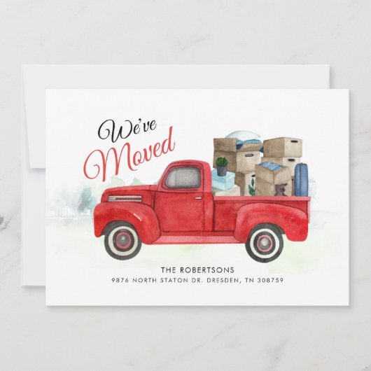 引っ越しましたの水彩移動アドレスのお知らせ 招待状 (正面)