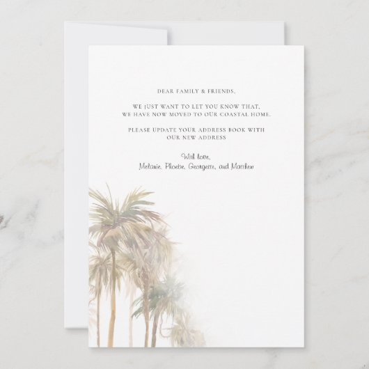 引っ越しましたの水色のヤシの木を移動 案内状 (裏面)