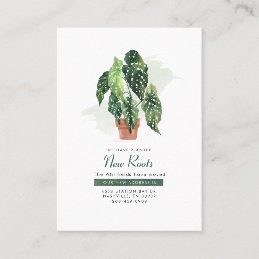 引っ越しましたの水色エレガントの動き発表 名刺 (正面)