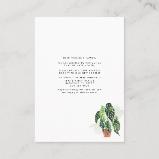 引っ越しましたの水色エレガントの動き発表 名刺 (裏面)