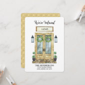 引っ越しましたの水色ドアの移動案内 カード (正面/裏面インサイチュ)