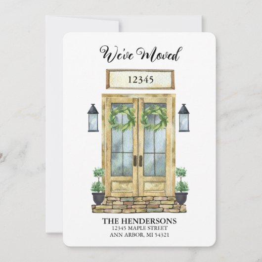 引っ越しましたの水色ドアの移動案内 カード (正面)