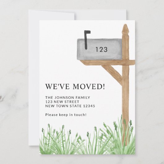 引っ越しましたの水色メールボックスの移動のお知らせ 案内状 (正面)