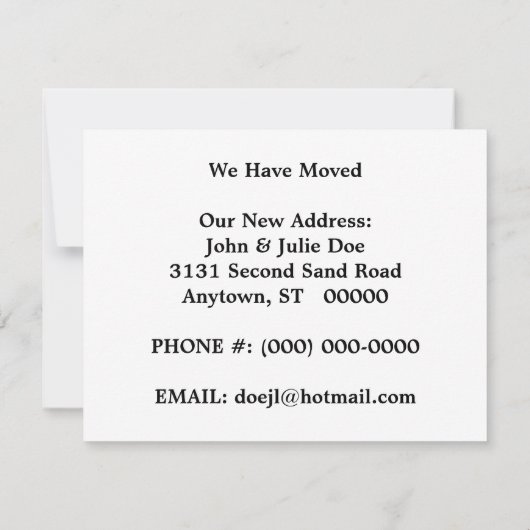 引っ越しましたの発表のレトロによって詰められる車及びPO 案内状 (裏面)