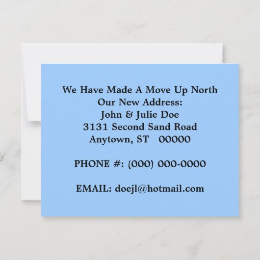 引っ越しましたの発表のNorthwoodsマツ及び湖 案内状 (裏面)