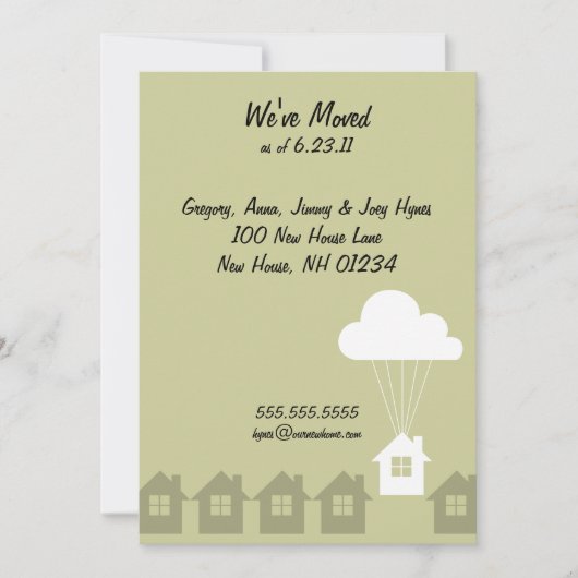 引っ越しましたの発表カード 案内状 (正面)