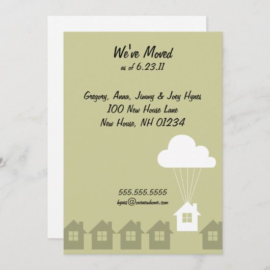 引っ越しましたの発表カード 案内状 (正面/裏面)